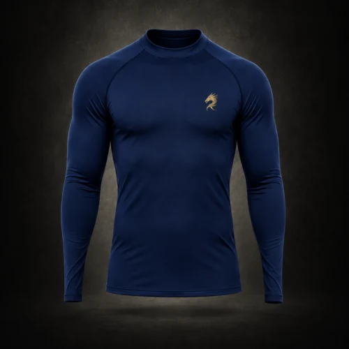 Camiseta de compressão azul-marinho manga longa KORYU